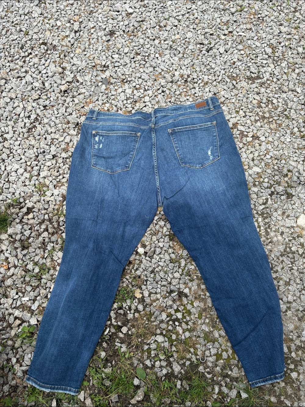 Judy Blue Distressed Dark Blue Boyfriend Jeans - Picture 2 of 3